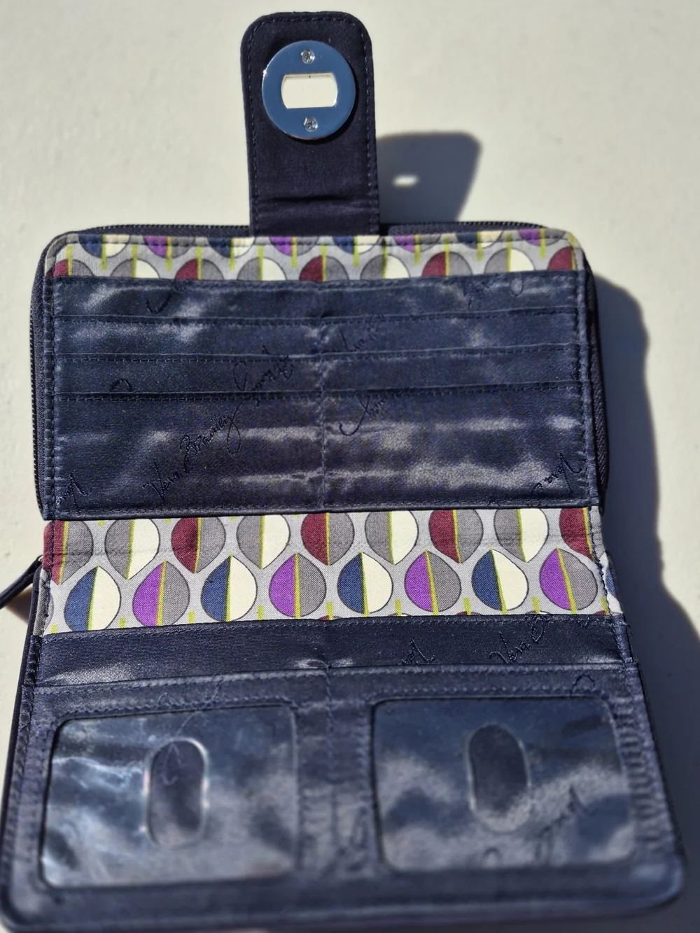 Vera Bradley Quilted Navy Turn-Lock Wallet - Picture 3 of 5